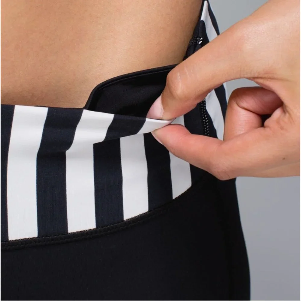 Lululemon Water Bound Crop Black/Apex Stripe Printed Black Dune 8 - Picture 5 of 16
